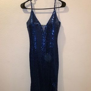 Long sparkly blue dress